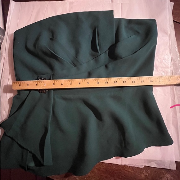 White House Black Market Bustier top gathered waist  rhinestone brooch. Size 12 - Picture 12 of 12